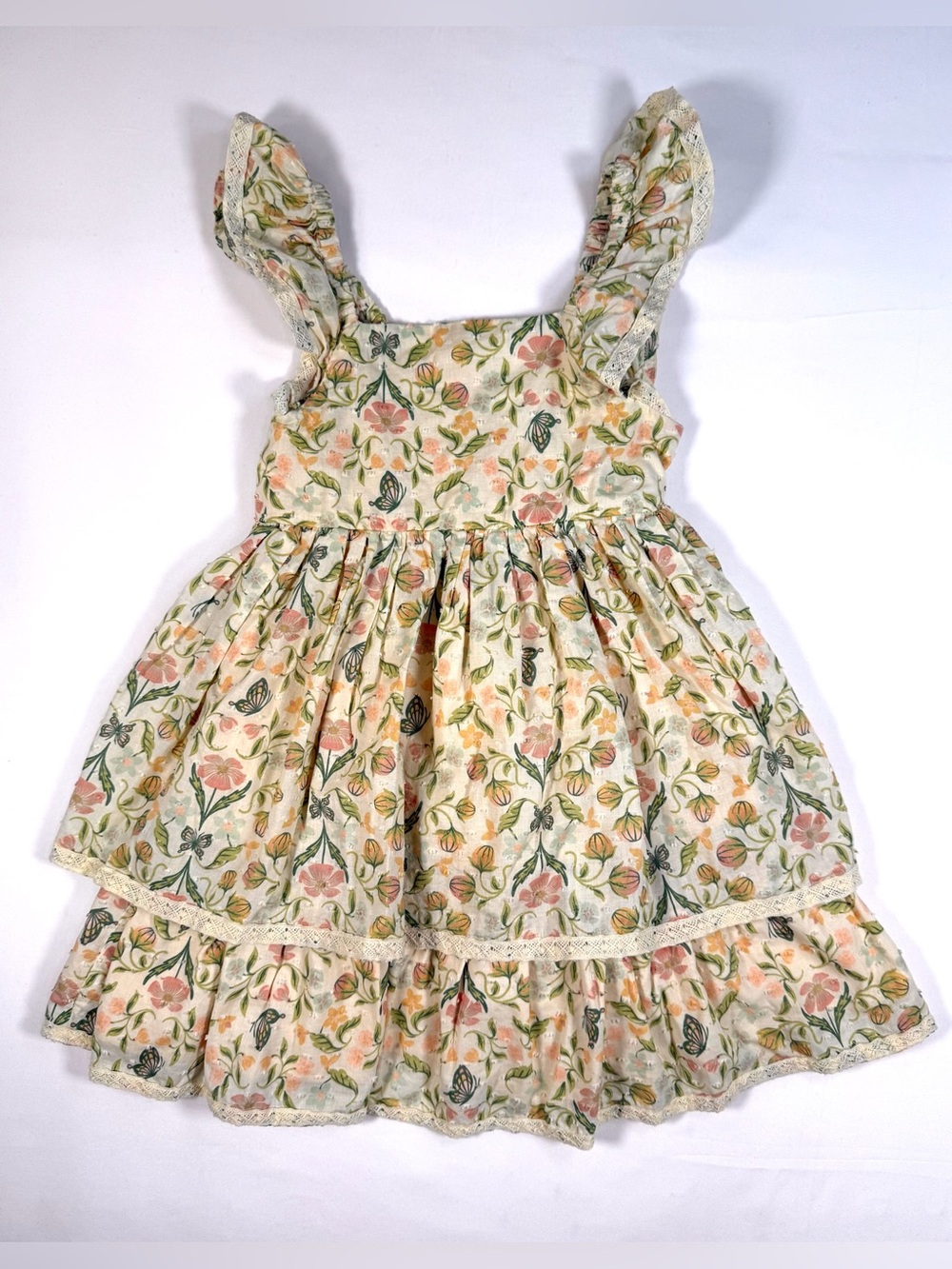 CUPCAKES AND CASHMERE Girl Swiss Dot Floral Cottagecore Tiered Dress Farmhouse 7